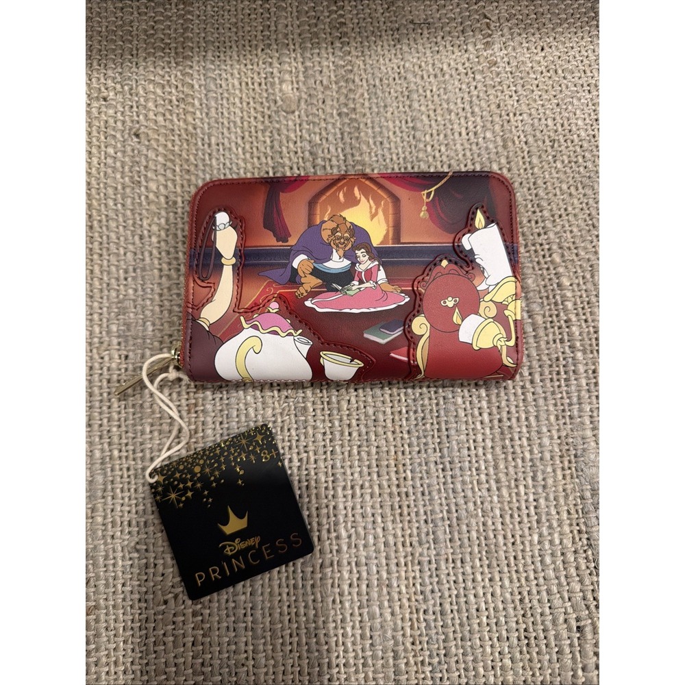 Loungefly Beauty and the Beast (1991) Fireplace Scene 4" Faux Leather Zip Wallet